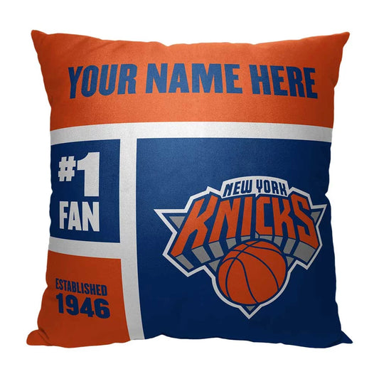 "Color NBA Knicks Block" New x Personalized 18" York 18" Pillow